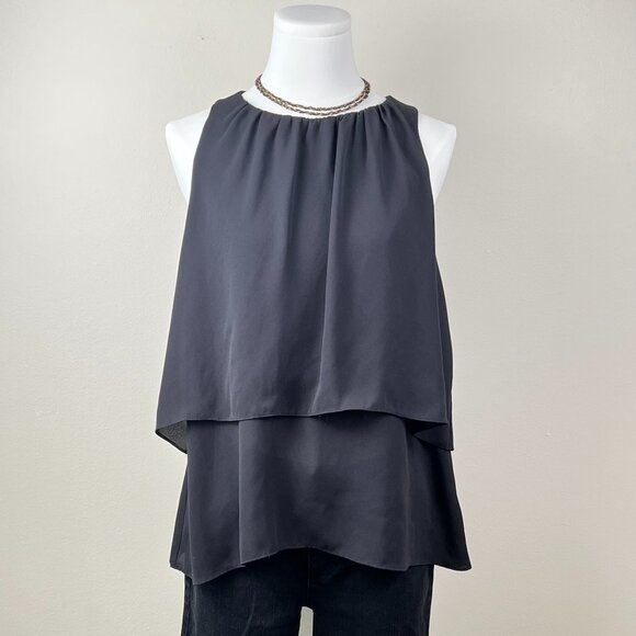 H by HALSTON Women's Flowy Double Layered Tank - Picture 1 of 12